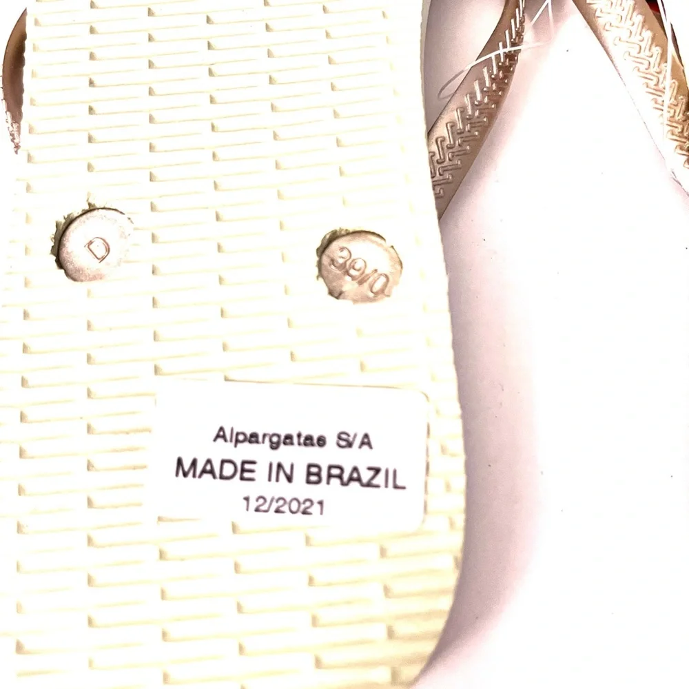 Havaianas Rainbow Swirl Flip Flops with Gold Straps Lime Green 9/10 women - Picture 8 of 8
